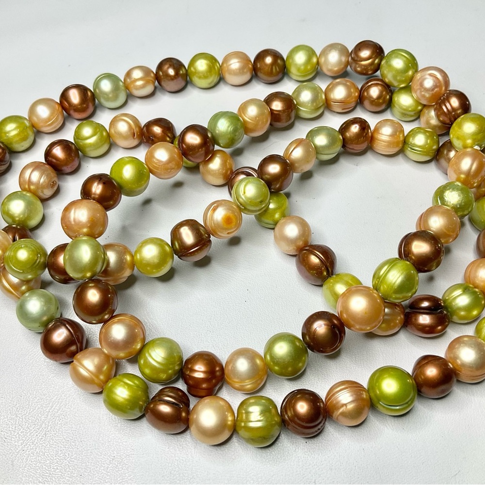 Pearls Cultured Freshwater Autumn Earth Tones Long Strand Necklace